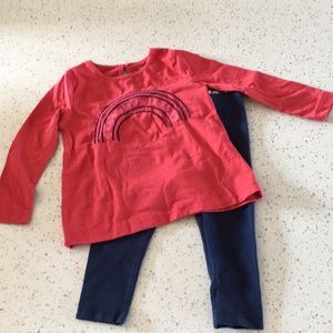 Red and Navy Joe Fresh Long Tee and Leggings